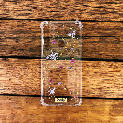 Funda Mini Flores y Brillos Morada