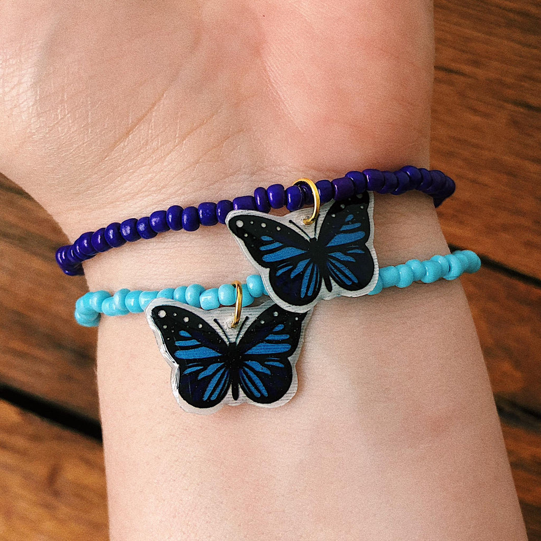 Duo Pulseras Mariposas Azules