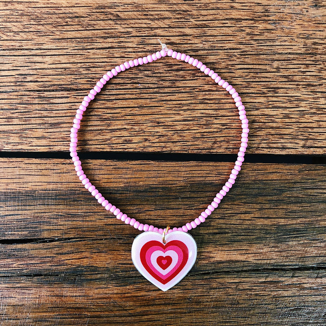 Pulsera Corazon Rosa Y Rojo