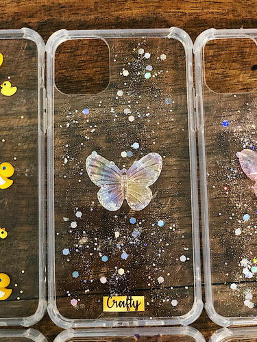 Funda Mariposa Transparente y Brillo