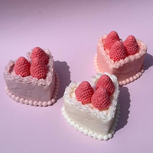 Vela Pastel Corazon y Fresa