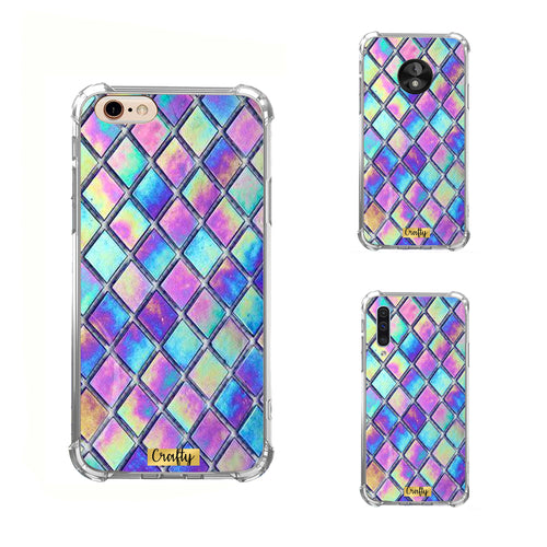 Funda Glossy Reforzada Rombos Holográficos