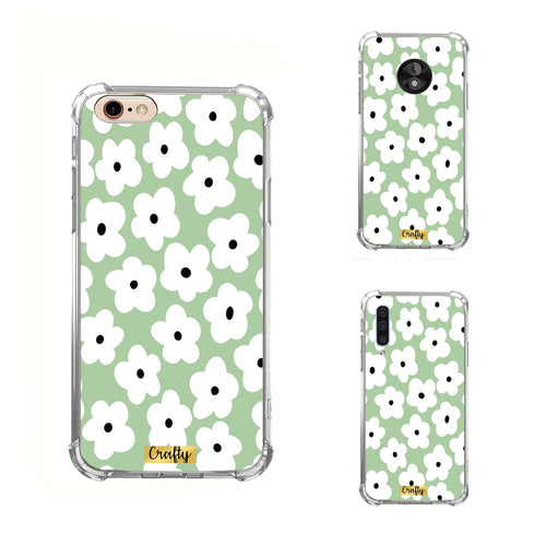 Funda Glossy Reforzada Flores Blancas