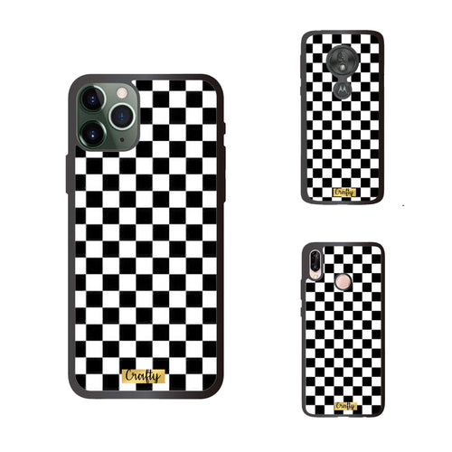 Funda Rubber Case TPU Cuadros Blanco y Negro