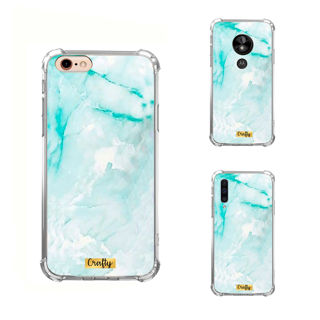 Funda Glossy Reforzada  Mármol Celeste