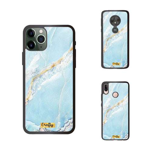 Funda Rubber Case TPU Mármol Celeste con dorado