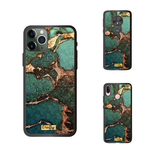 Funda Rubber Case TPU Mármol Verde con Dorado