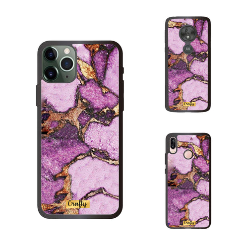 Funda Rubber Case TPU Mármol Morado, Rosa y Dorado