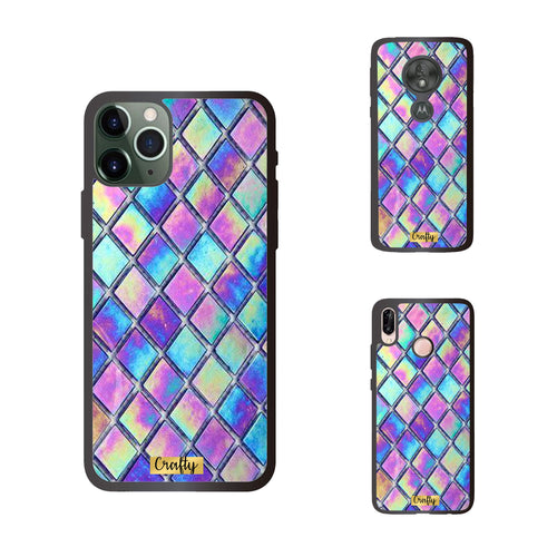 Funda Rubber Case TPU Rombos Holográficos