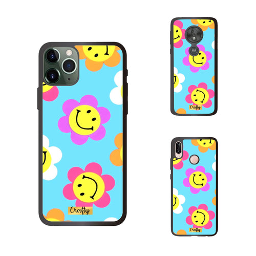 Funda Rubber Case TPU Flores con carita