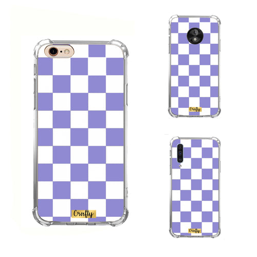Funda Glossy Reforzada Cuadros Lila