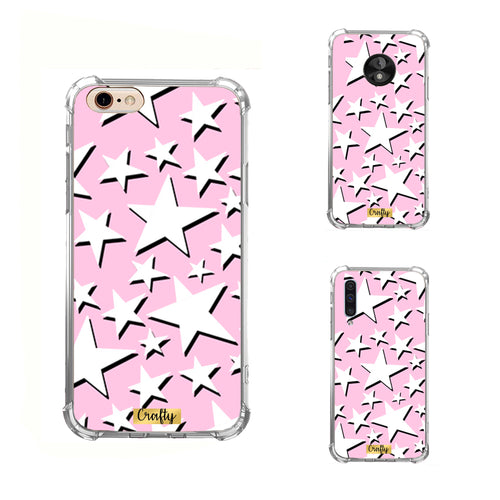 Funda Glossy Reforzada Estrellas Rosas