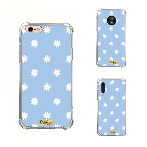 Funda Glossy Reforzada Flores Blancas