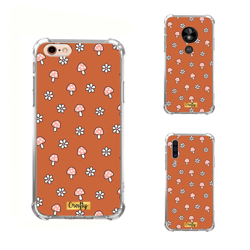Funda Glossy Reforzada flores y honguitos