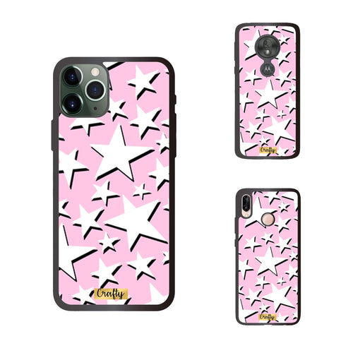 Funda Rubber Case TPU Estrellas Rosa