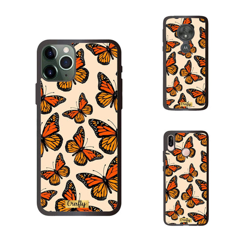 Funda Rubber Case TPU Mariposa Naranja
