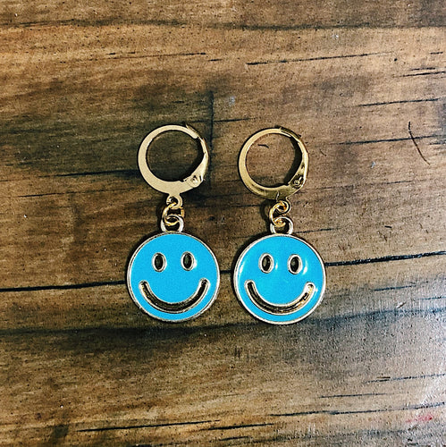 Aretes Carita Feliz Azul