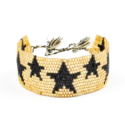 Pulsera Estrella Dorado y Negro