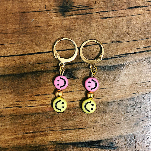 Aretes Caritas Rosa Amarillo