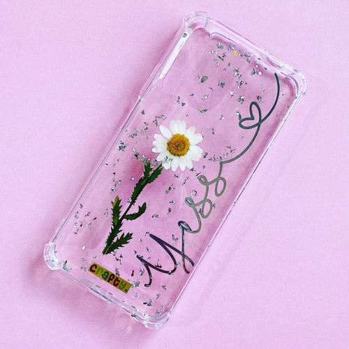 Funda Flor con Nombre Blanca