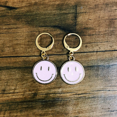 Aretes Carita Feliz Rosa Claro