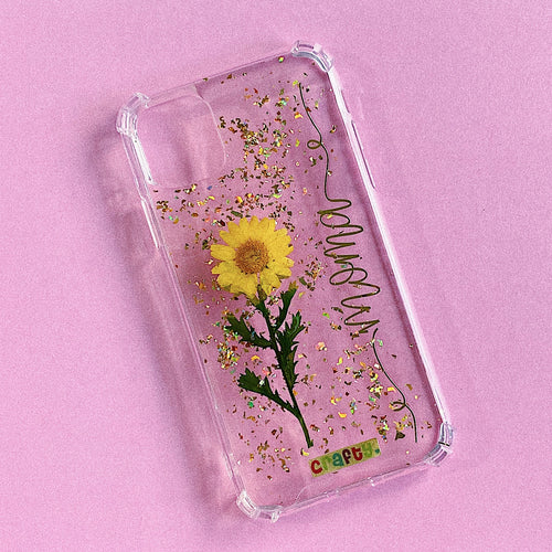Funda Flor con Nombre Amarilla