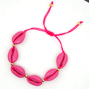 Pulsera Conchas Rosa Fuerte