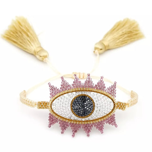 Pulsera Ojo Rosa y Dorado