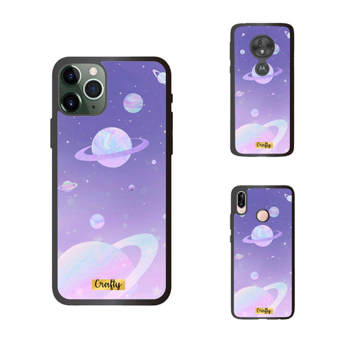 Funda Rubber Case TPU Planetas Púrpuras